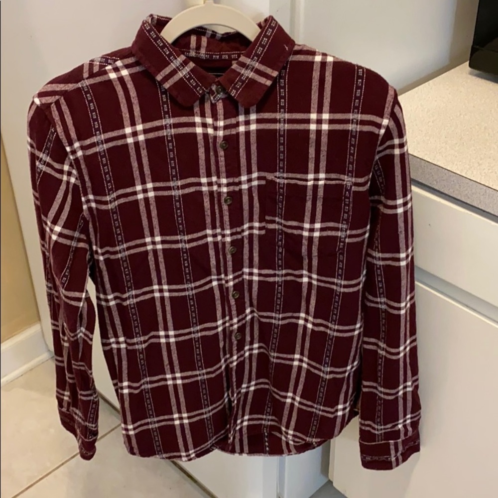 Rustic maroon flannel cowboy style